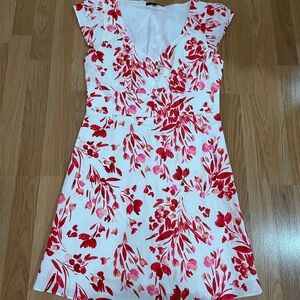 Floral Red and White Women's Dress